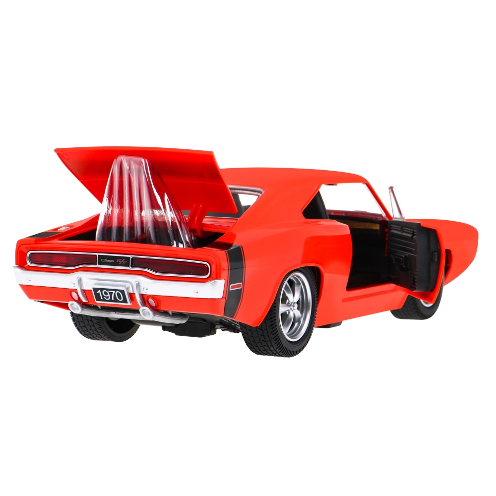 Nuotoliniu būdu valdomas 1970 m. Dodge Charger RT RASTAR modelis 1:16, raudonas