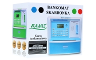 Bankomat z kartą Skarbonka dla dzieci 3+ czerwony Interaktywne funkcje + Tryb oszczędzania