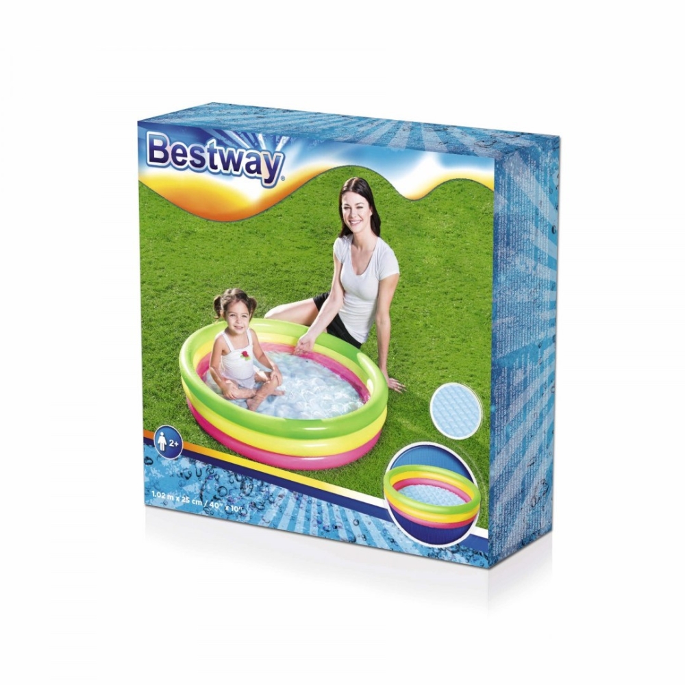 Pripučiamas vaivorykštės baseinas BESTWAY 102x25cm