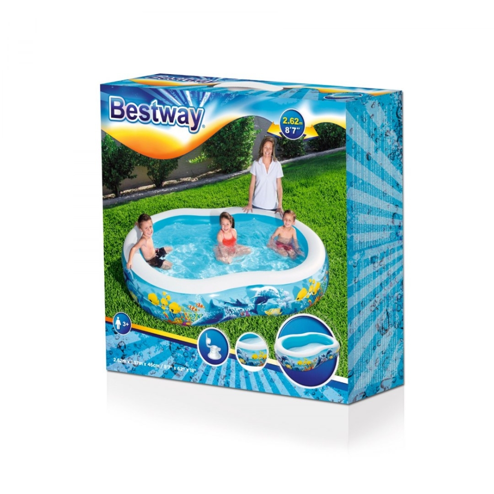 Pripučiamas baseinas "Ocean" 262 x 157 x 46 cm "Bestway" 54118-Žaislai, Lauko žaislai, Baseinai, Pripučiami baseinai-e-vaikas