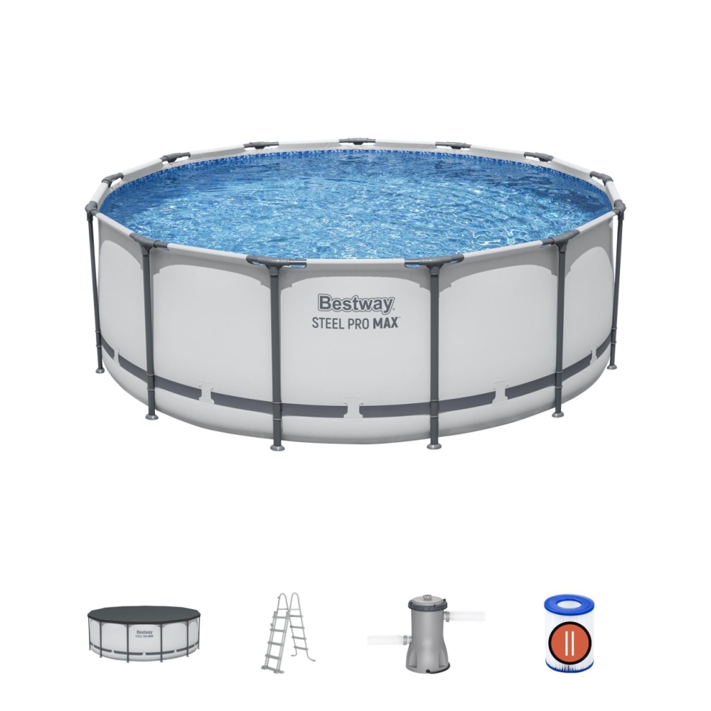 Baseinas Steel Pro MAX 396x122 13FT BESTWAY 5in1 Rack + priedai