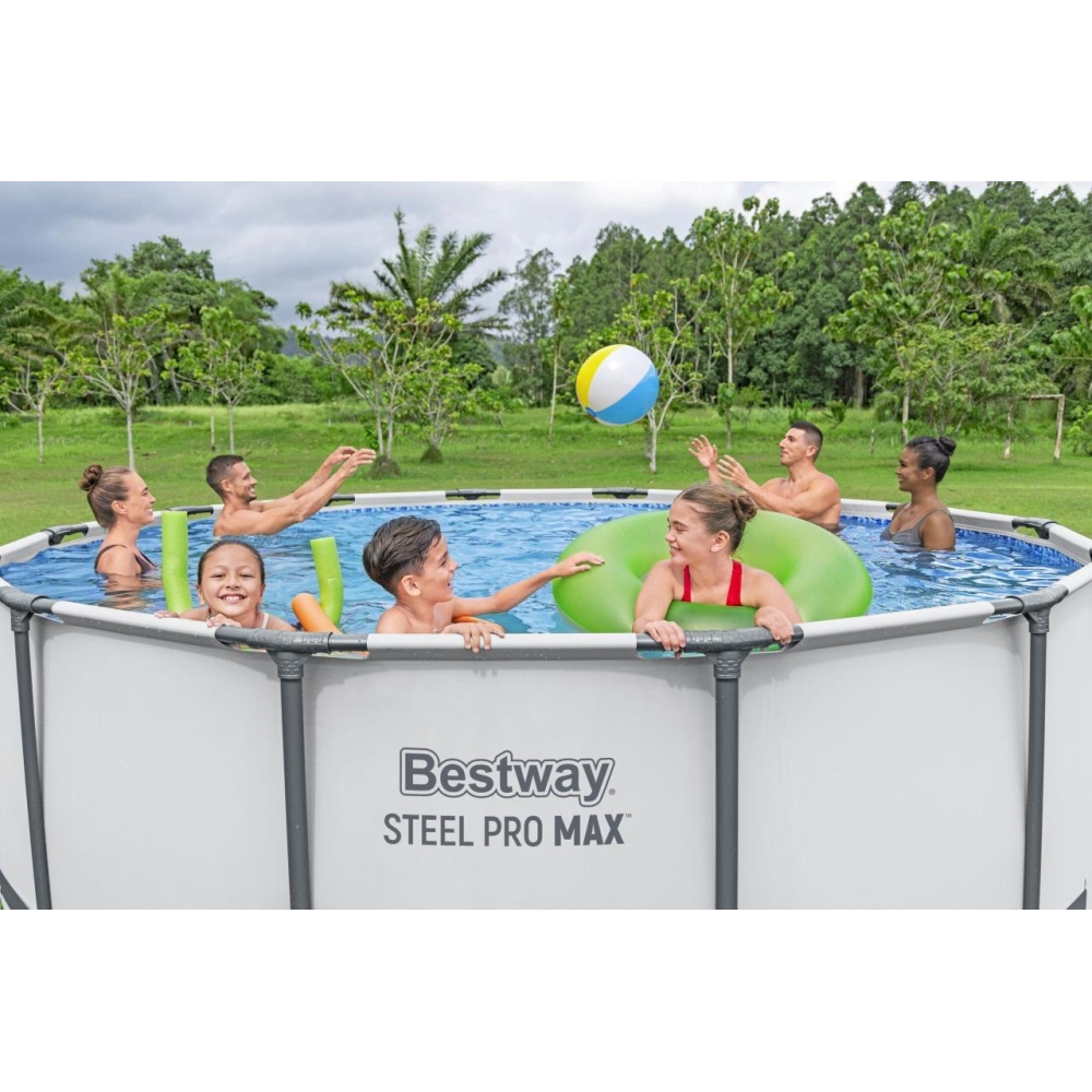 Plieninis baseinas Pro MAX 427x122 pilkos spalvos 14FT BESTWAY 5in1 + priedai
