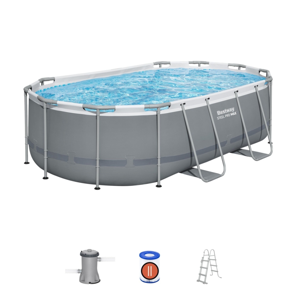 Baseinas Power Steel 427x250x100 14x8FT BESTWAY 6in1 Rack + priedai