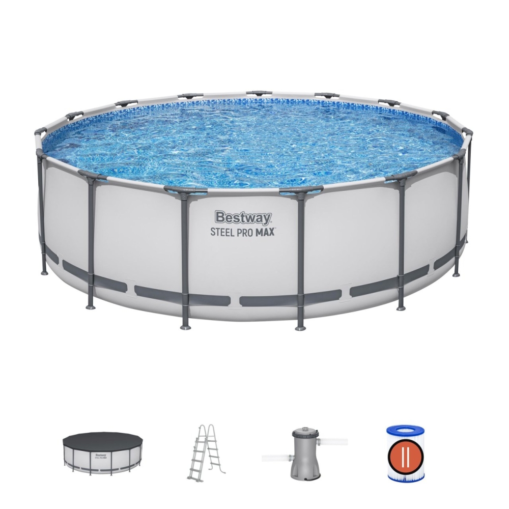 Baseinas Steel Pro MAX 457x122 15FT BESTWAY 5in1 Rack + priedai