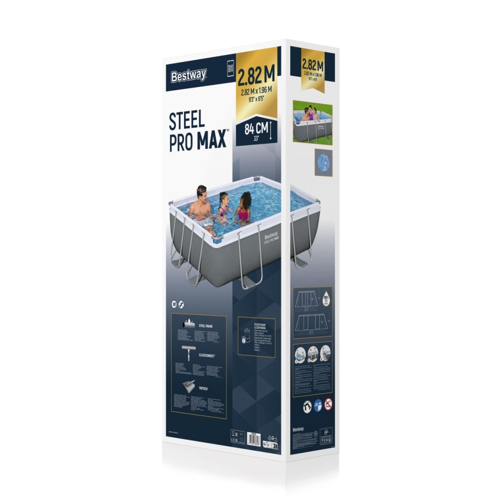 Plieninis stovo baseinas 282x196x84 9x6FT BESTWAY 4in1 + siurblys filtras
