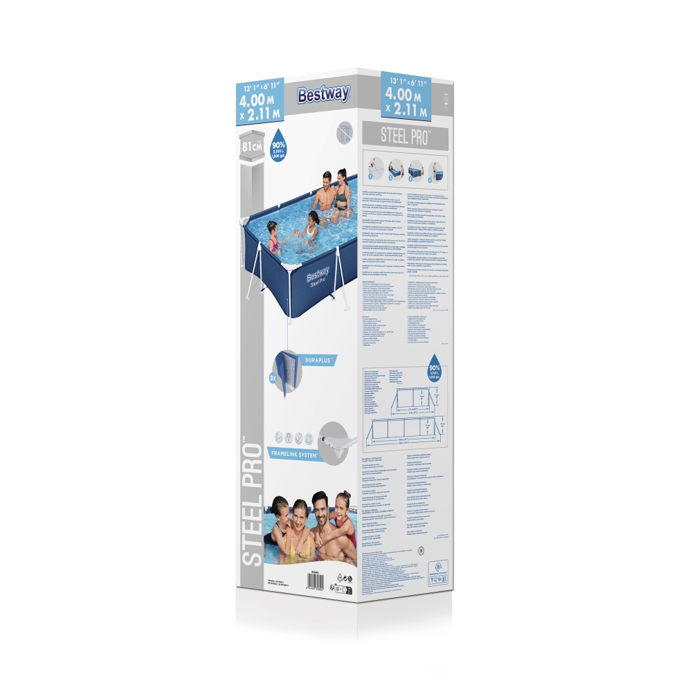 Stačiakampio formos baseinas Family Steel Pro Rack Pool 400x211x81 BESTWAY + remonto rinkinys