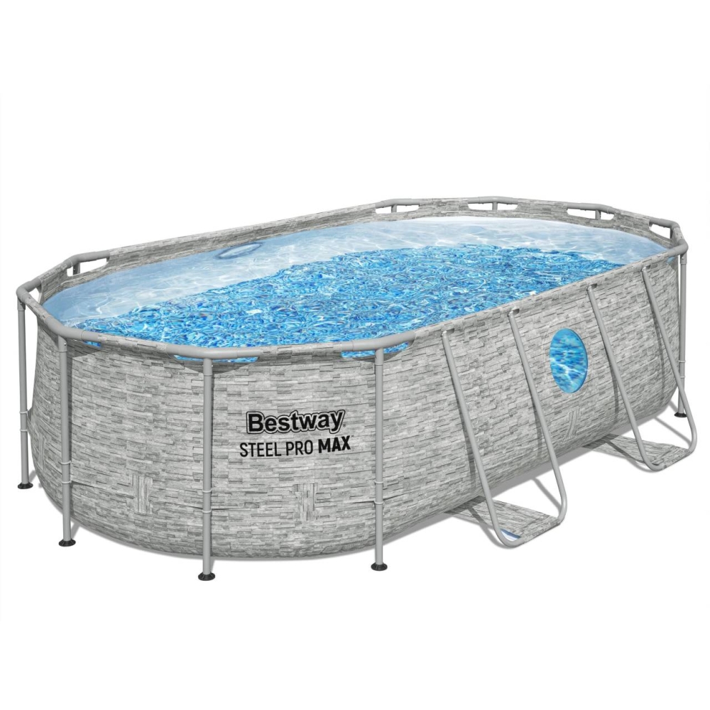 Plieninis baseinas "Power Steel Swim Vista" su langu 427x250x100 14x8FT BESTWAY 7in1