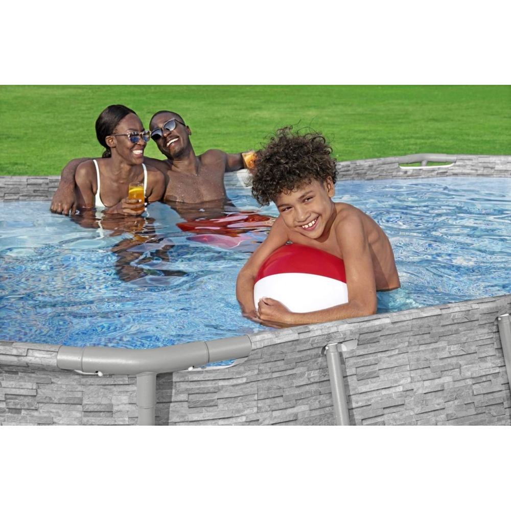 Plieninis baseinas "Power Steel Swim Vista" su langu 427x250x100 14x8FT BESTWAY 7in1