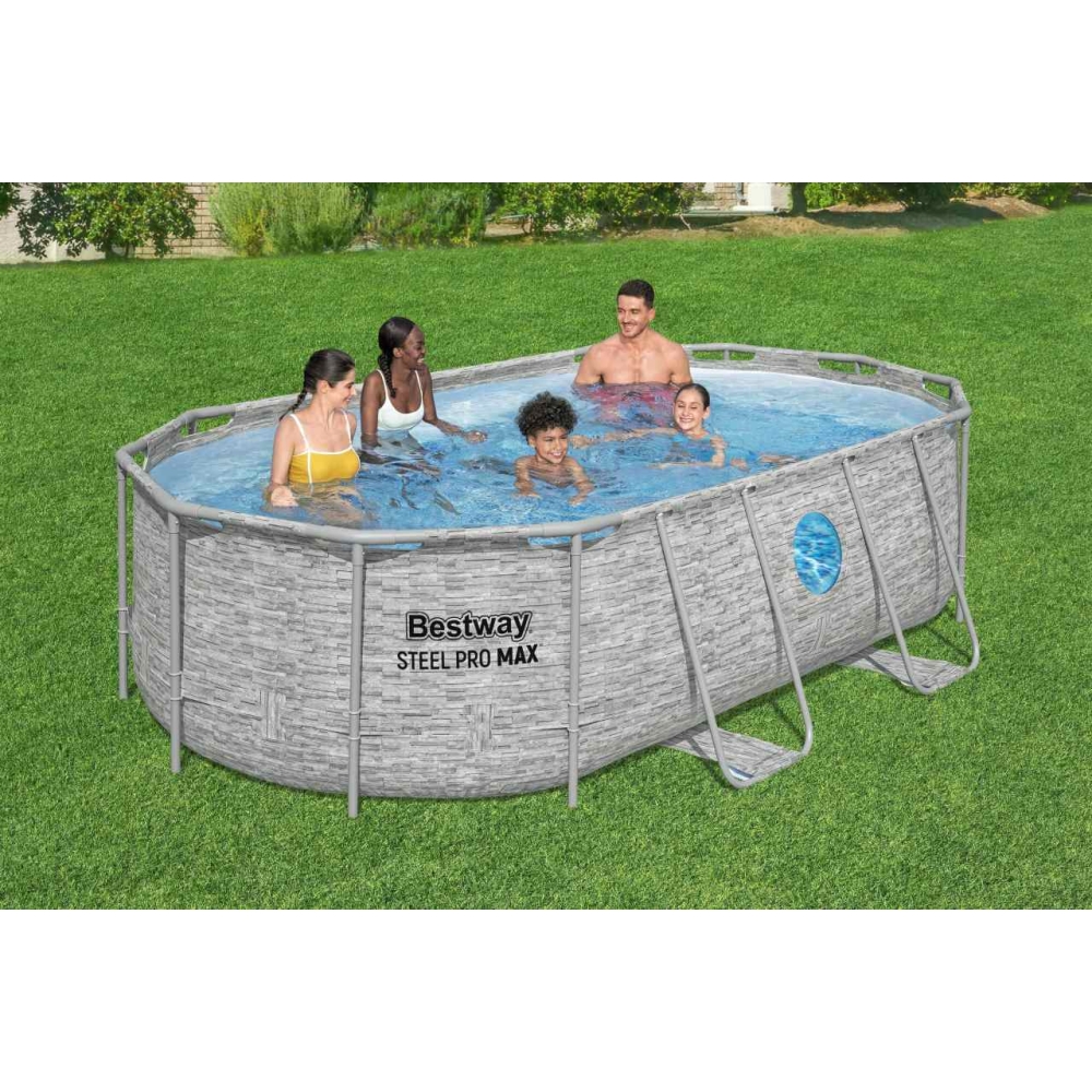 Plieninis baseinas "Power Steel Swim Vista" su langu 427x250x100 14x8FT BESTWAY 7in1