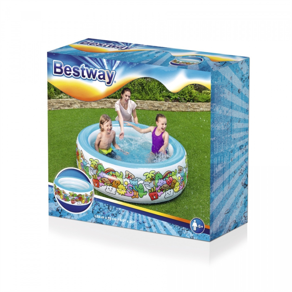 Pripučiamas apvalus baseinas 152 x 51 cm Bestway 51121-Žaislai, Lauko žaislai, Baseinai, Pripučiami baseinai-e-vaikas