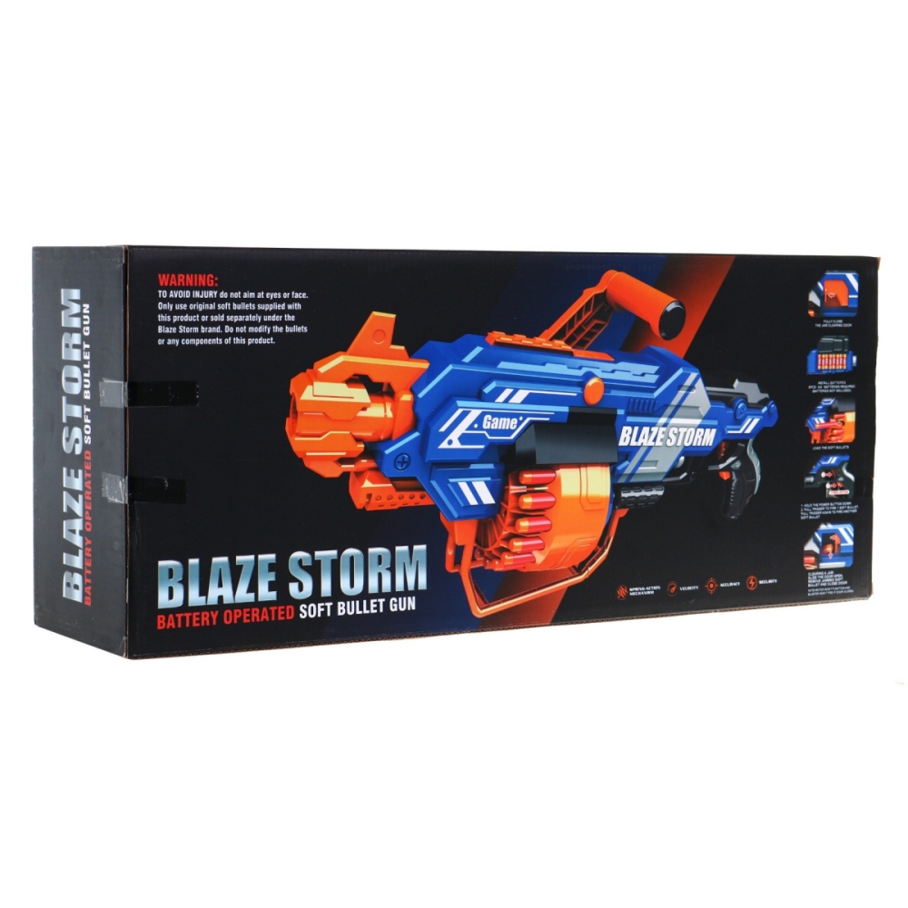 Didelis vaikiškas šautuvas 8+ Blaze Storm 40 putplasčio kulkų + atraminė rankena
