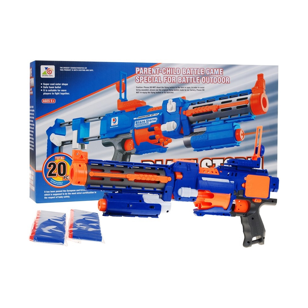 Karabin Pistolet 2w1 dla dzieci 8+ Blaze Storm 20 długich Pocisków z pianki + Celownik laserowy + Kolba