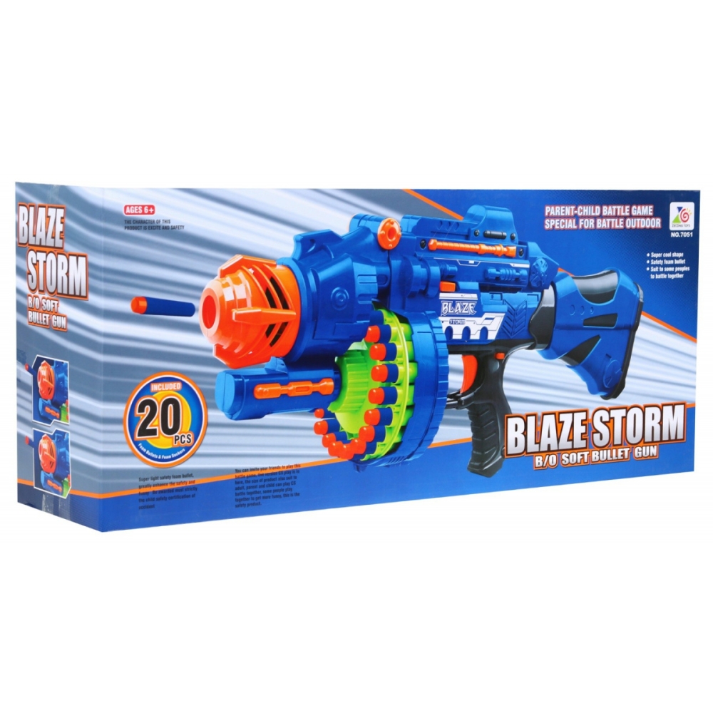 Didelis šautuvas vaikams 6+ Blaze Storm + 40 ilgų putplasčio kulkų