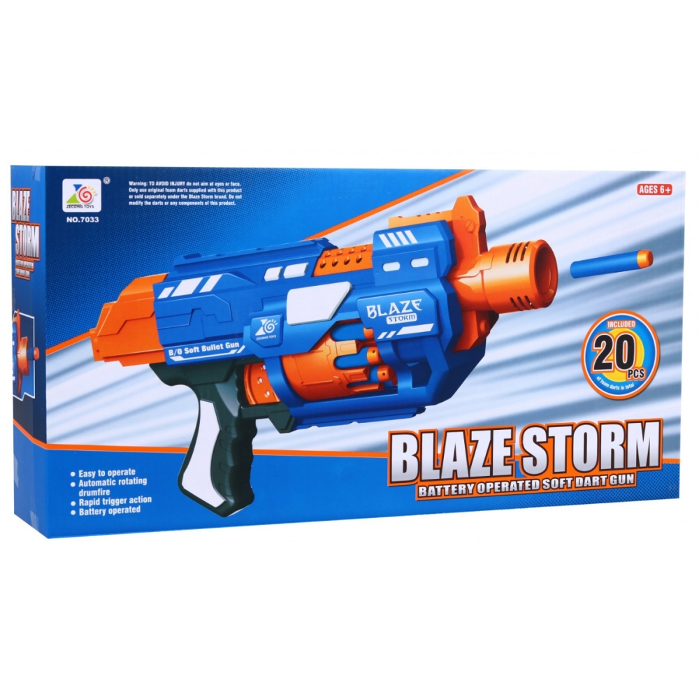 Elektrinis šautuvas vaikams 6+ Blaze Storm 20 ilgų putplasčio kulkų + atstumas iki 10 m
