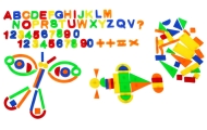 Spalvingų magnetukų rinkinys vaikams 3+ Edukacinis žaislas + skaičiai Raidės Skaičiai Linijos 128 el.
