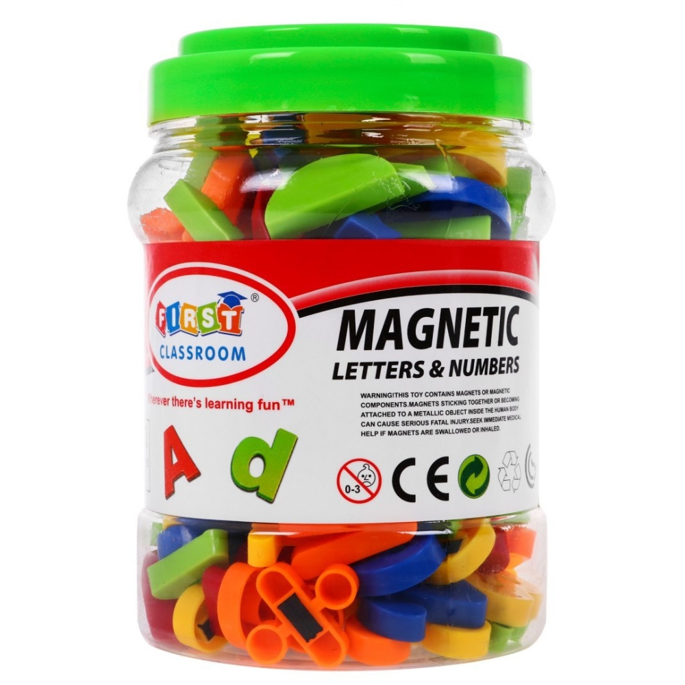 Zestaw kolorowych Magnesów dla dzieci 3+ Zabawka edukacyjna + Cyferki Literki Figury Linie 128 el.
