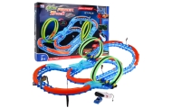 Fluorescencyjny Tor wyścigowy dla dzieci 3+ Autko LED + Pętle 360 + Trasa do złożenia 57 el.