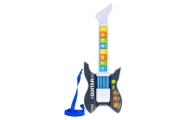 Spalvinga elektrinė gitara vaikams 3+ Trikojis mikrofonas + garsai Šviesos