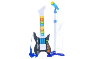 Spalvinga elektrinė gitara vaikams 3+ Trikojis mikrofonas + garsai Šviesos