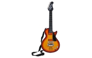 Elektrinė gitara vaikams 3+ raudona + ausinės su mikrofonu + šviesos garsai