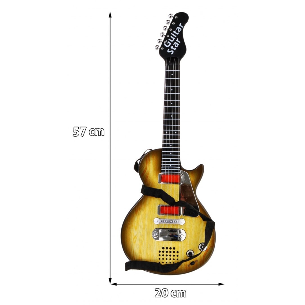 Elektrinė gitara vaikams 3+ medžio imitacija + ausinės su mikrofonu + šviesos garsai-Žaislai, Muzikiniai-e-vaikas