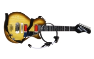 Elektrinė gitara vaikams 3+ medžio imitacija + ausinės su mikrofonu + šviesos garsai