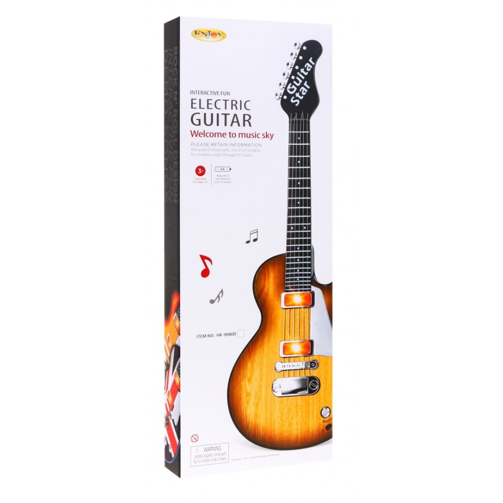 Elektrinė gitara vaikams 3+ medžio imitacija + ausinės su mikrofonu + šviesos garsai-Žaislai, Muzikiniai-e-vaikas