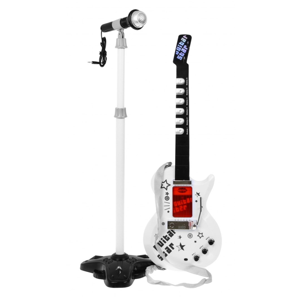Elektrinė gitara + mikrofonas vaikams 6+ Muzikinis instrumentas Garsai + šviesos-Žaislai, Muzikiniai-e-vaikas