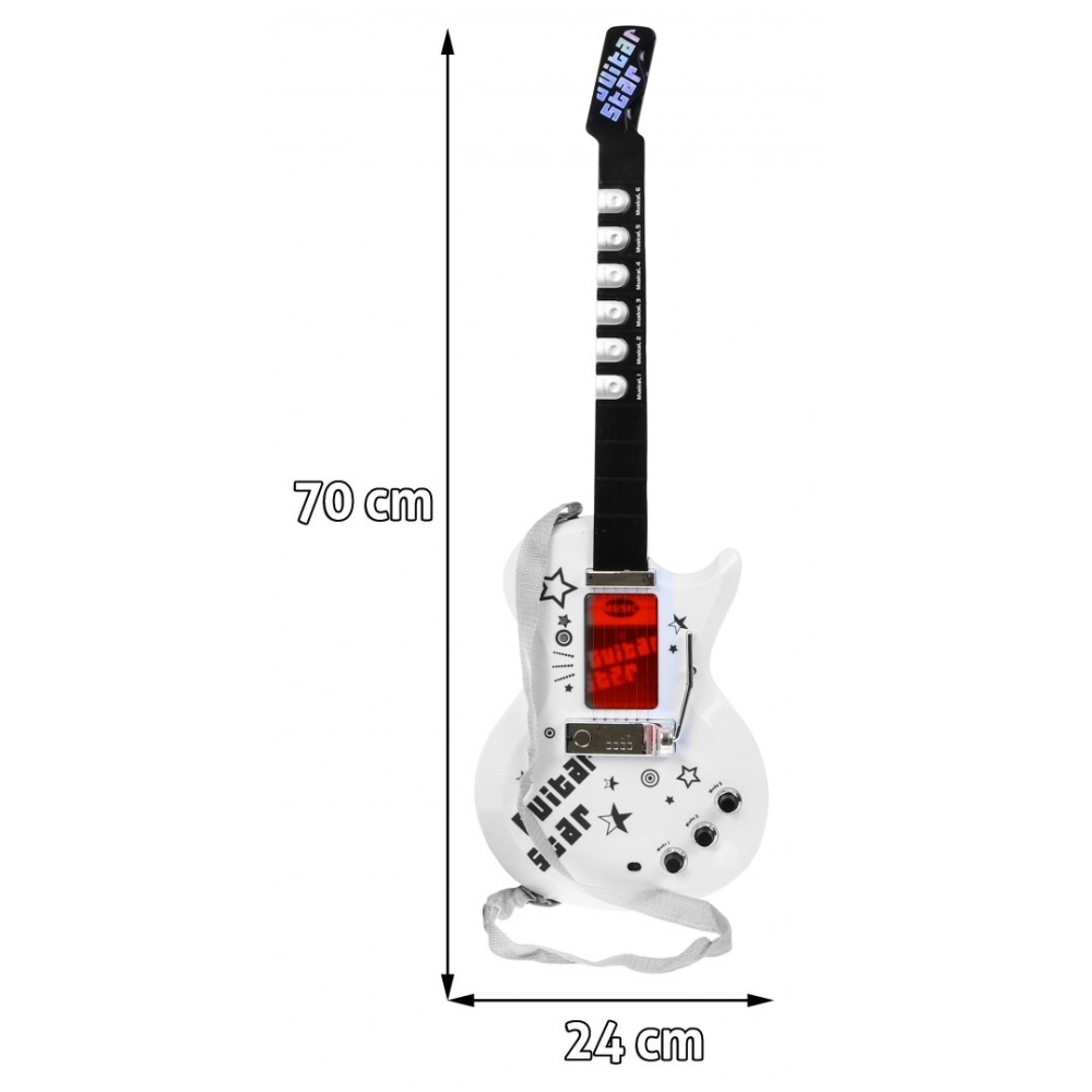 Elektrinė gitara + mikrofonas vaikams 6+ Muzikinis instrumentas Garsai + šviesos-Žaislai, Muzikiniai-e-vaikas