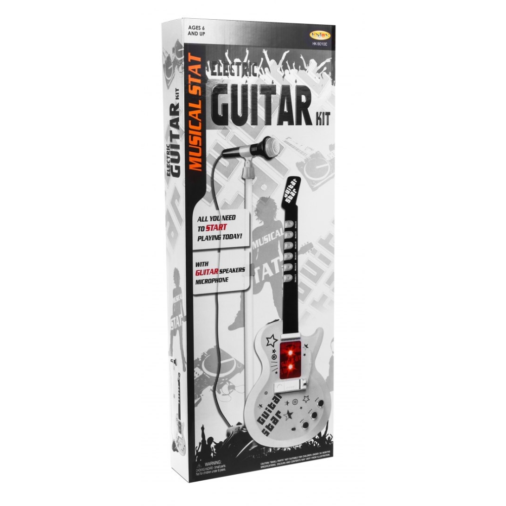 Elektrinė gitara + mikrofonas vaikams 6+ Muzikinis instrumentas Garsai + šviesos-Žaislai, Muzikiniai-e-vaikas