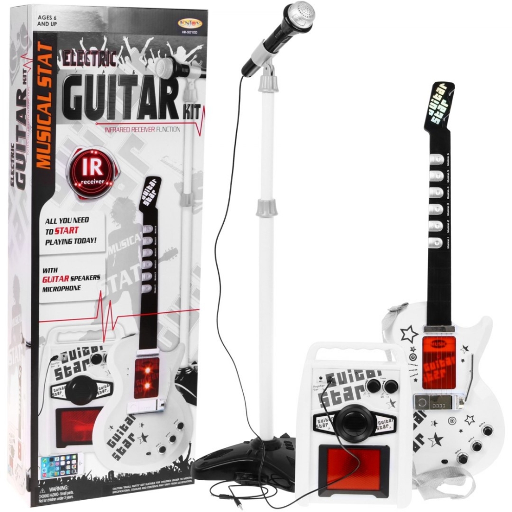 Muzikinis rinkinys vaikams nuo 6 metų: elektrinė gitara + stiprintuvas + mikrofonas-Žaislai, Muzikiniai-e-vaikas