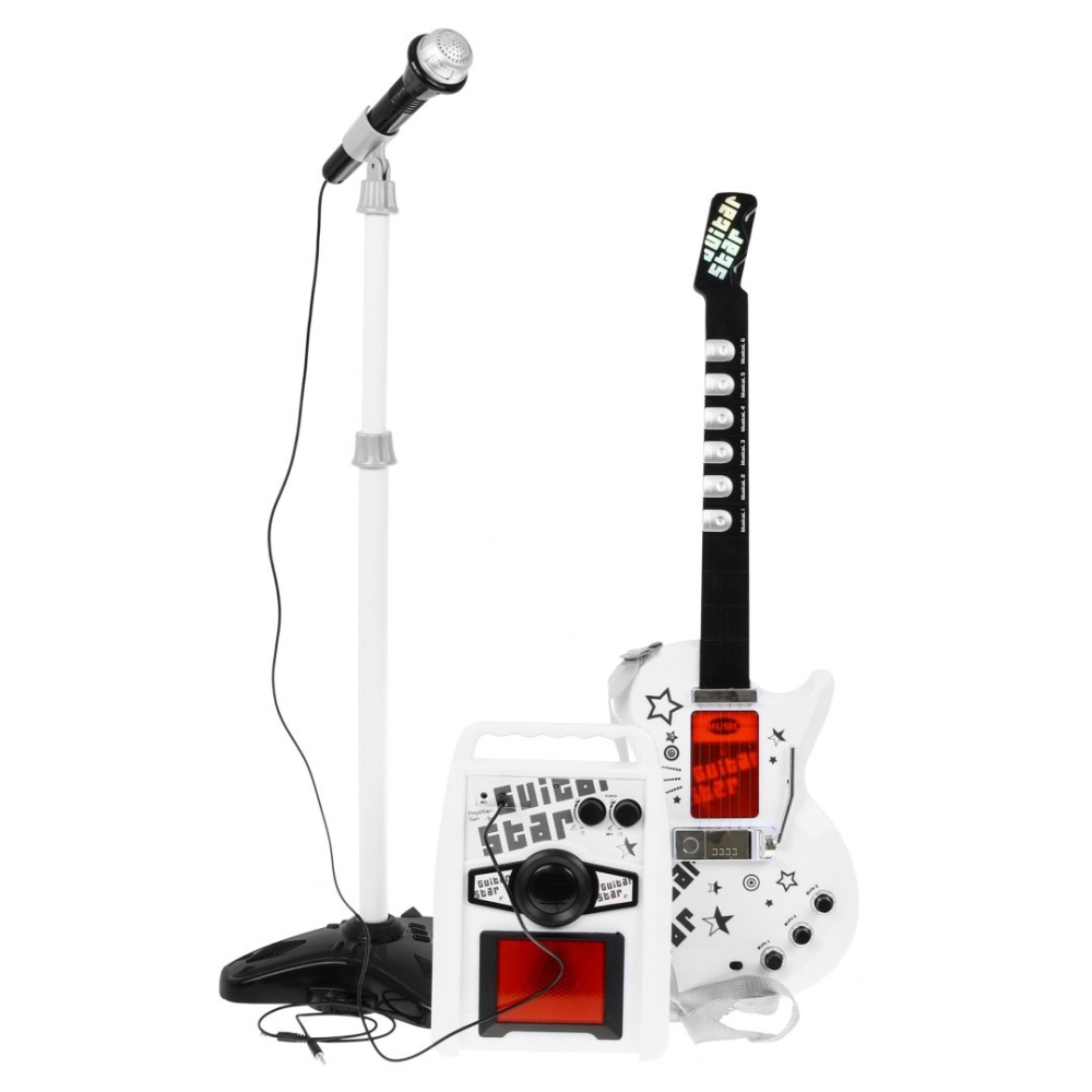 Muzikinis rinkinys vaikams nuo 6 metų: elektrinė gitara + stiprintuvas + mikrofonas-Žaislai, Muzikiniai-e-vaikas