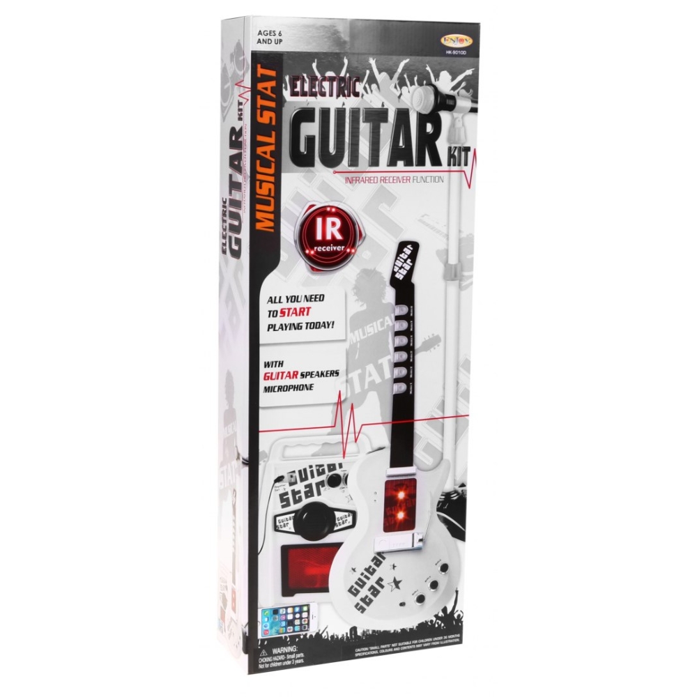 Muzikinis rinkinys vaikams nuo 6 metų: elektrinė gitara + stiprintuvas + mikrofonas-Žaislai, Muzikiniai-e-vaikas