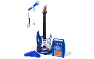 Gitara z akcesoriami dla dzieci 6+ Niebieski zestaw muzyczny Wzmacniacz  + Mikrofon