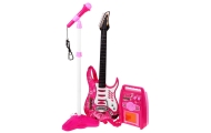 Gitara z akcesoriami dla dzieci 6+ Różowy zestaw muzyczny Wzmacniacz  + Mikrofon