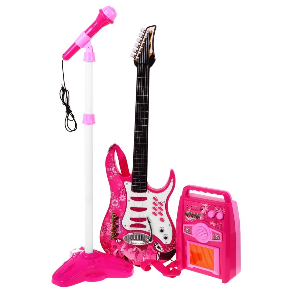 Gitara su priedais vaikams nuo 6 metų. Rožinis muzikos rinkinys: stiprintuvas + mikrofonas-Žaislai, Muzikiniai-e-vaikas