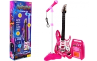 Gitara z akcesoriami dla dzieci 6+ Różowy zestaw muzyczny Wzmacniacz  + Mikrofon