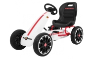 Gokart ABARTH na pedały dla dzieci Biały + Koła EVA + Hamulec ręczny + Wolny bieg