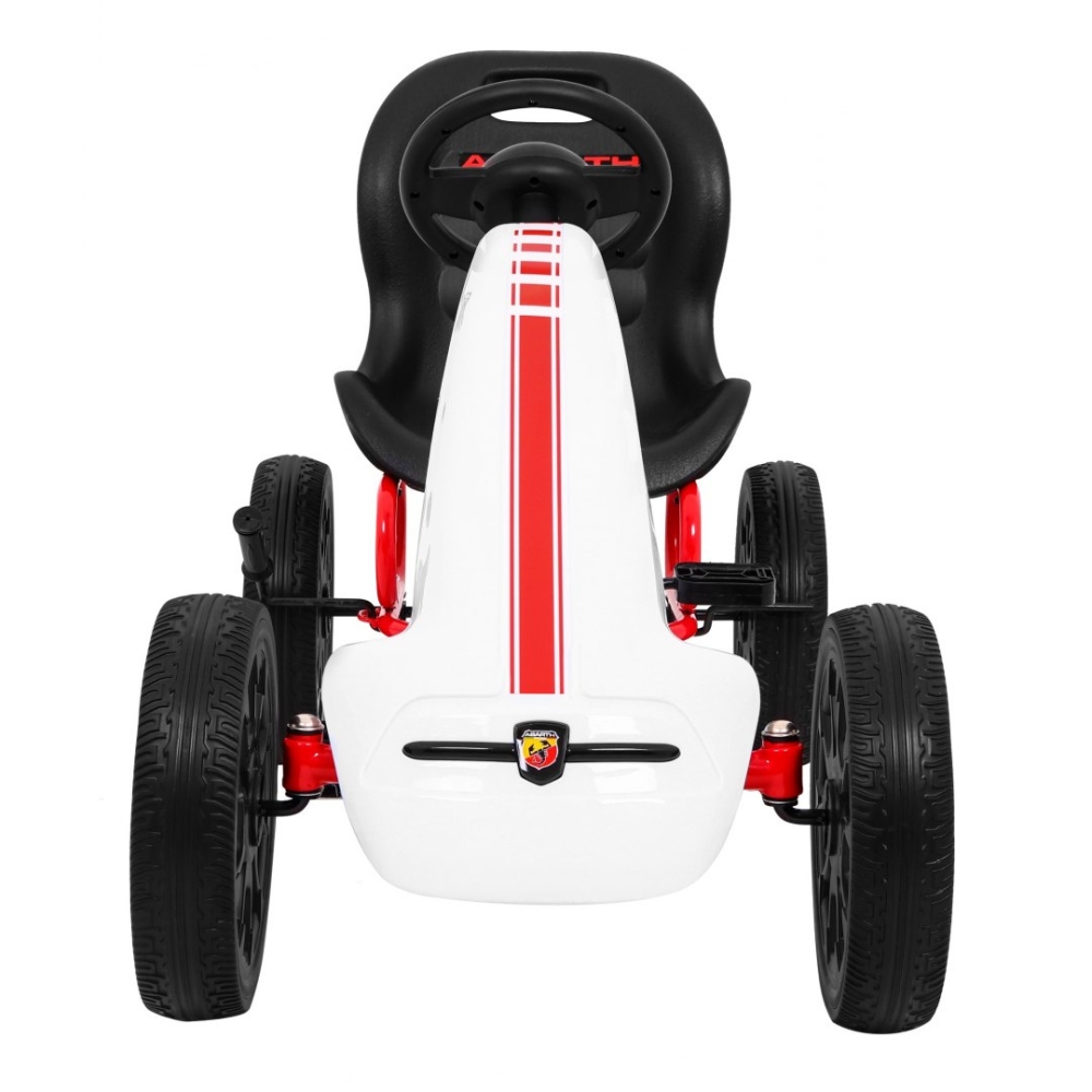 ABARTH pedalinis kartingas vaikams Baltas + EVA ratai + Rankinis stabdis + Laisvasis ratas-Judėjimui, Minami kartingai-e-vaikas