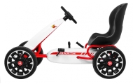 ABARTH pedalinis kartingas vaikams Baltas + EVA ratai + Rankinis stabdis + Laisvasis ratas-Judėjimui, Minami kartingai-e-vaikas