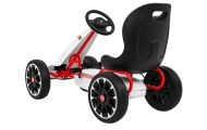 ABARTH pedalinis kartingas vaikams Baltas + EVA ratai + Rankinis stabdis + Laisvasis ratas-Judėjimui, Minami kartingai-e-vaikas