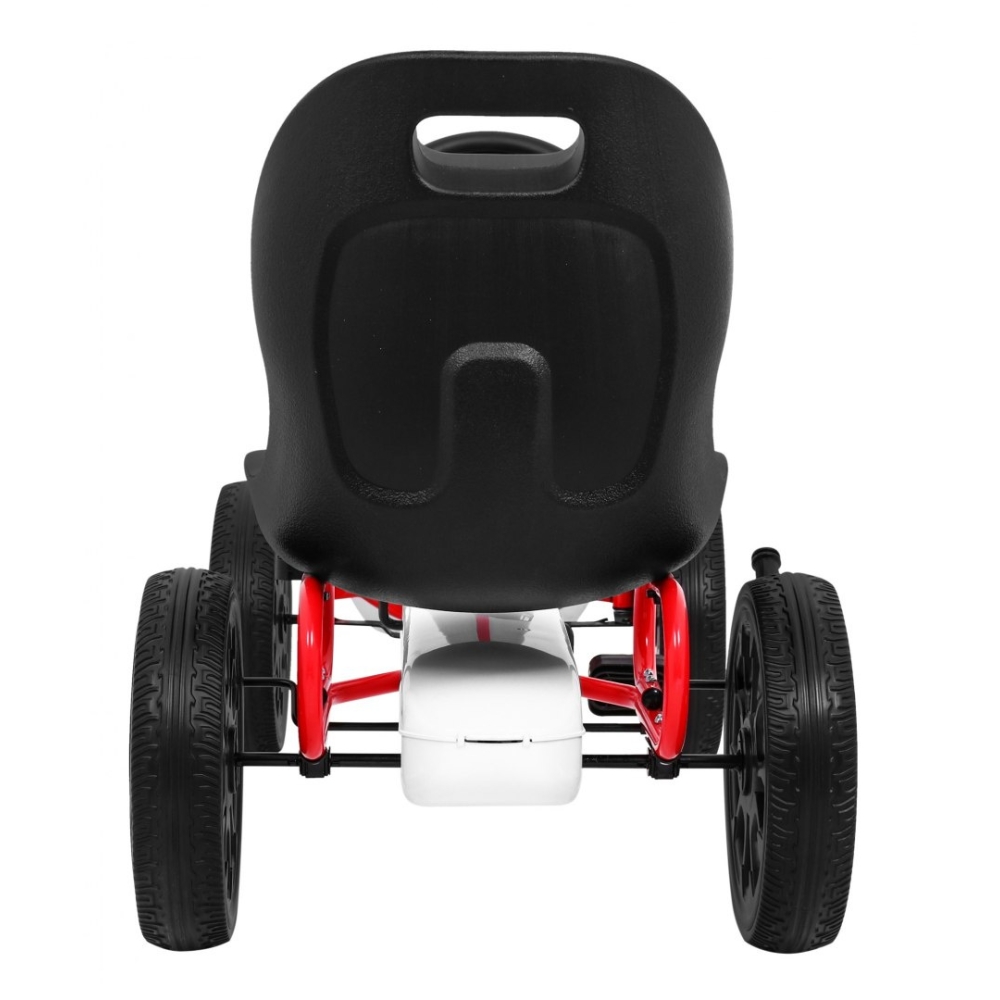 ABARTH pedalinis kartingas vaikams Baltas + EVA ratai + Rankinis stabdis + Laisvasis ratas-Judėjimui, Minami kartingai-e-vaikas