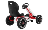 Gokart ABARTH na pedały dla dzieci Biały + Koła EVA + Hamulec ręczny + Wolny bieg