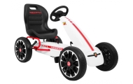 Gokart ABARTH na pedały dla dzieci Biały + Koła EVA + Hamulec ręczny + Wolny bieg