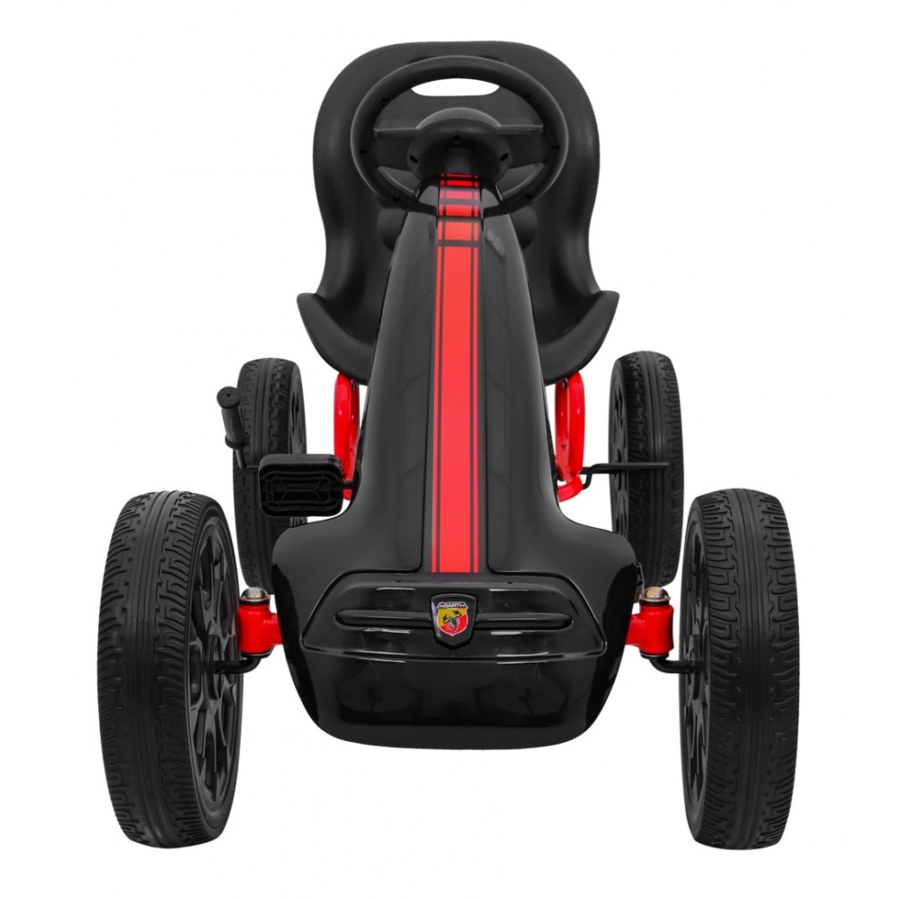 ABARTH pedalinis kartingas vaikams Juodas + EVA ratai + Rankinis stabdis + Laisvasis ratas-Judėjimui, Minami kartingai-e-vaikas