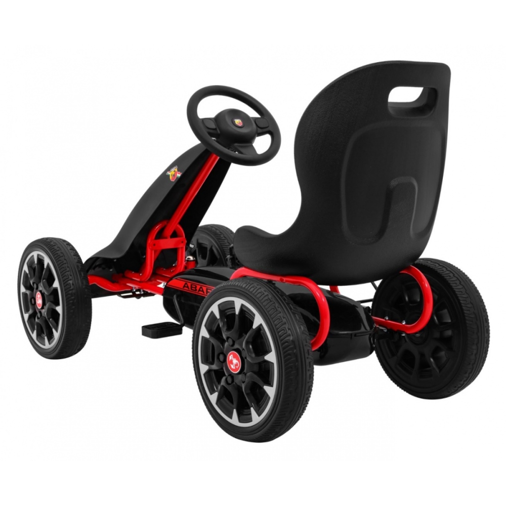 ABARTH pedalinis kartingas vaikams Juodas + EVA ratai + Rankinis stabdis + Laisvasis ratas-Judėjimui, Minami kartingai-e-vaikas