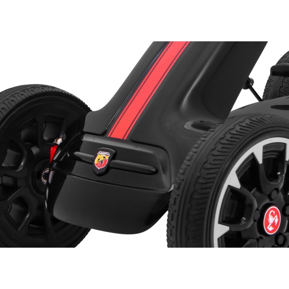 ABARTH pedalinis kartingas vaikams Juodas + EVA ratai + Rankinis stabdis + Laisvasis ratas-Judėjimui, Minami kartingai-e-vaikas
