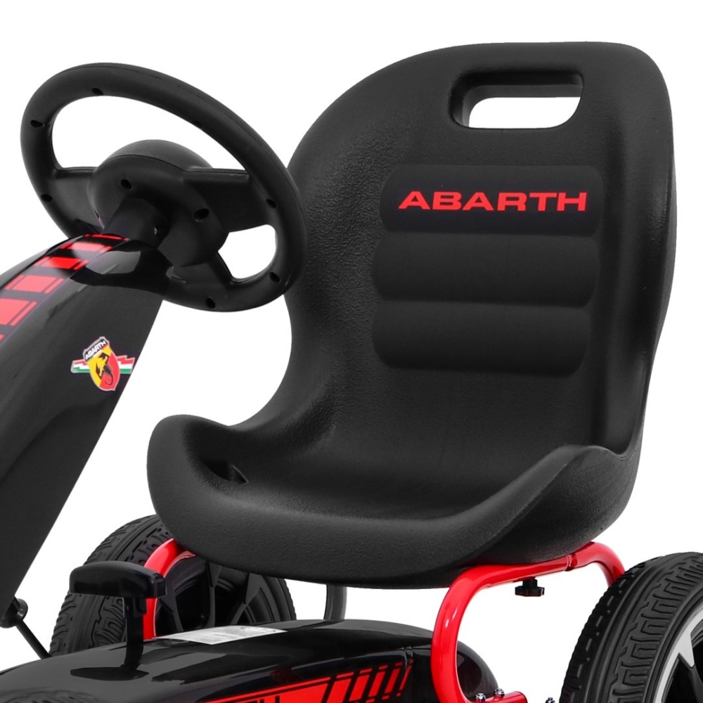 ABARTH pedalinis kartingas vaikams Juodas + EVA ratai + Rankinis stabdis + Laisvasis ratas-Judėjimui, Minami kartingai-e-vaikas