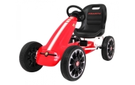 ABARTH pedalinis kartingas vaikams Raudonas + EVA ratai + Rankinis stabdis + Laisvasis ratas-Judėjimui, Minami kartingai-e-vaika