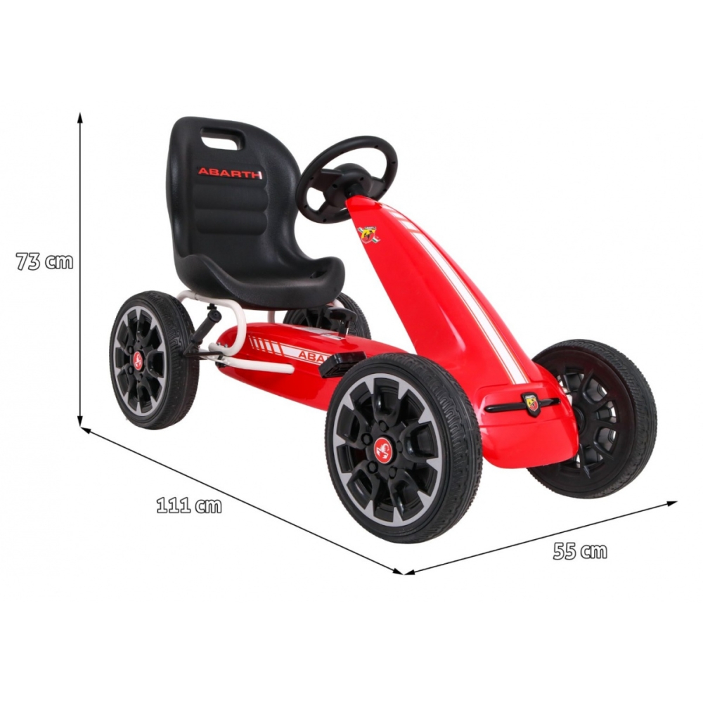 ABARTH pedalinis kartingas vaikams Raudonas + EVA ratai + Rankinis stabdis + Laisvasis ratas-Judėjimui, Minami kartingai-e-vaika